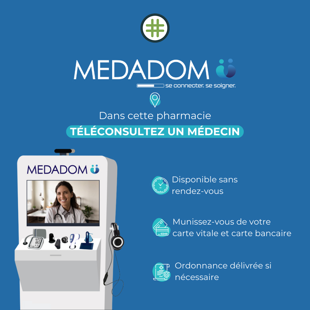 Medadom Téléconsultation, médecin, Pharmacie du Bourg, La-Roche-sur-Yon